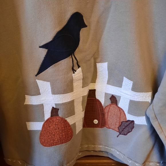 DIY Homemade Fall Themed Jerzees Tan Cropped Crewneck Sweatshirt Size Medium - Picture 7 of 14